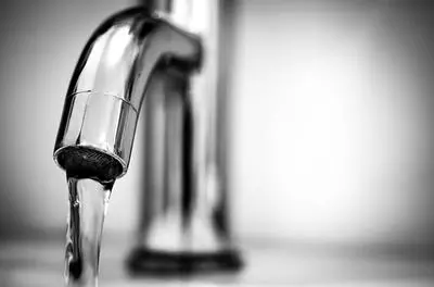 Kitchen faucet with water coming out